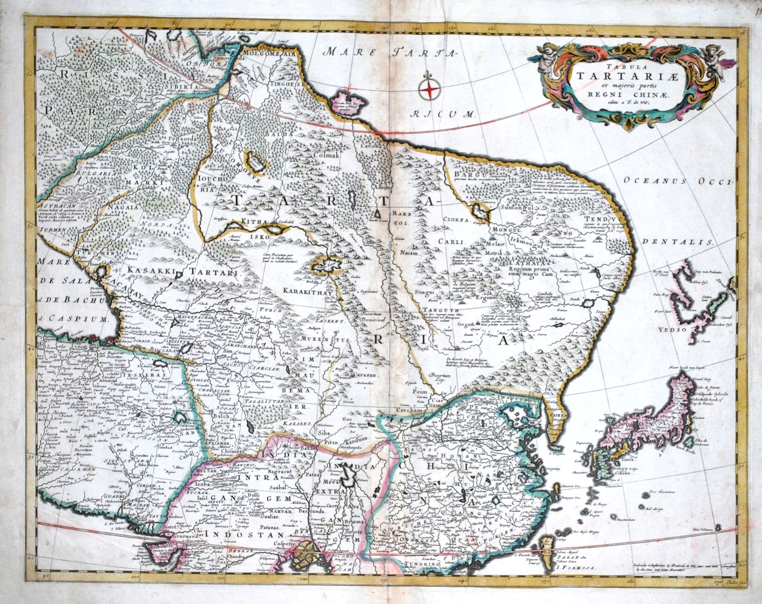 WIT, Frederick de , Tabula Tartariae et majoris partis Regni Chinae. , antique map, old maps