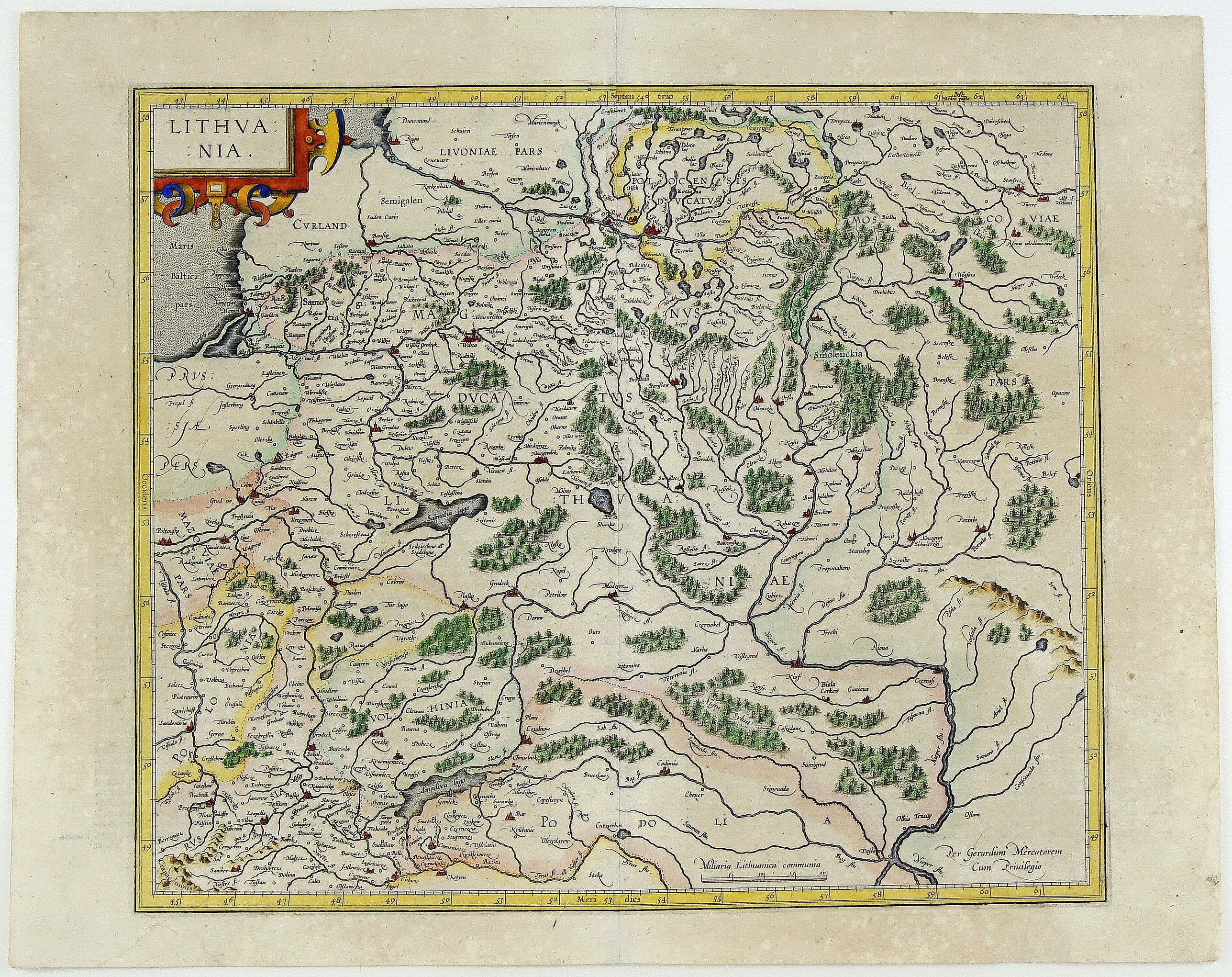 MERCATOR,G./ HONDIUS,J.., LITHUANIA., antique map, old maps