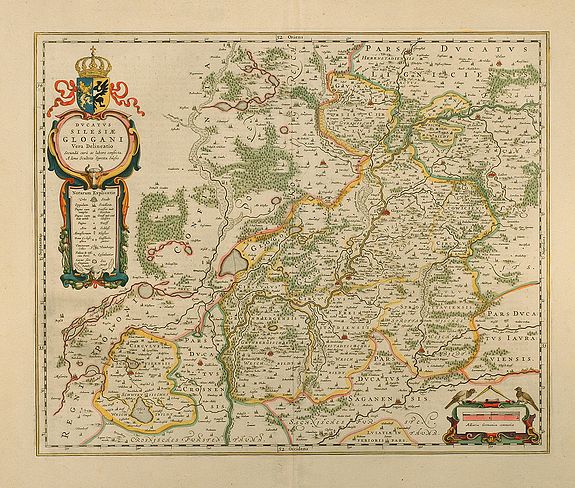 Blaeu, W.J., Ducatus Silesiae Glogani Vera Delineatione, antique map, old maps