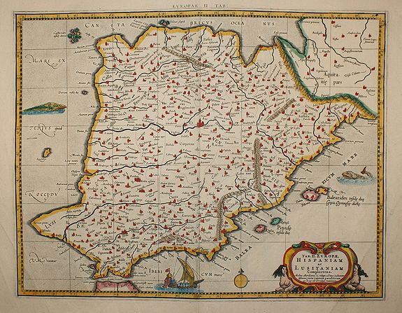 MERCATOR,G./ HONDIUS,J., Tab. II. Europae, Hispaniam ac Lusitaniam Complectens, antique map, old maps