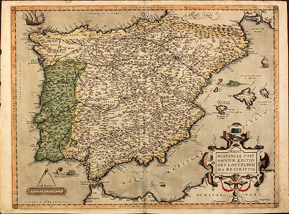 ORTELIUS, A., Regni Hispaniae Post Omnium Editiones Locuplettissima Descriptio, antique map, old maps