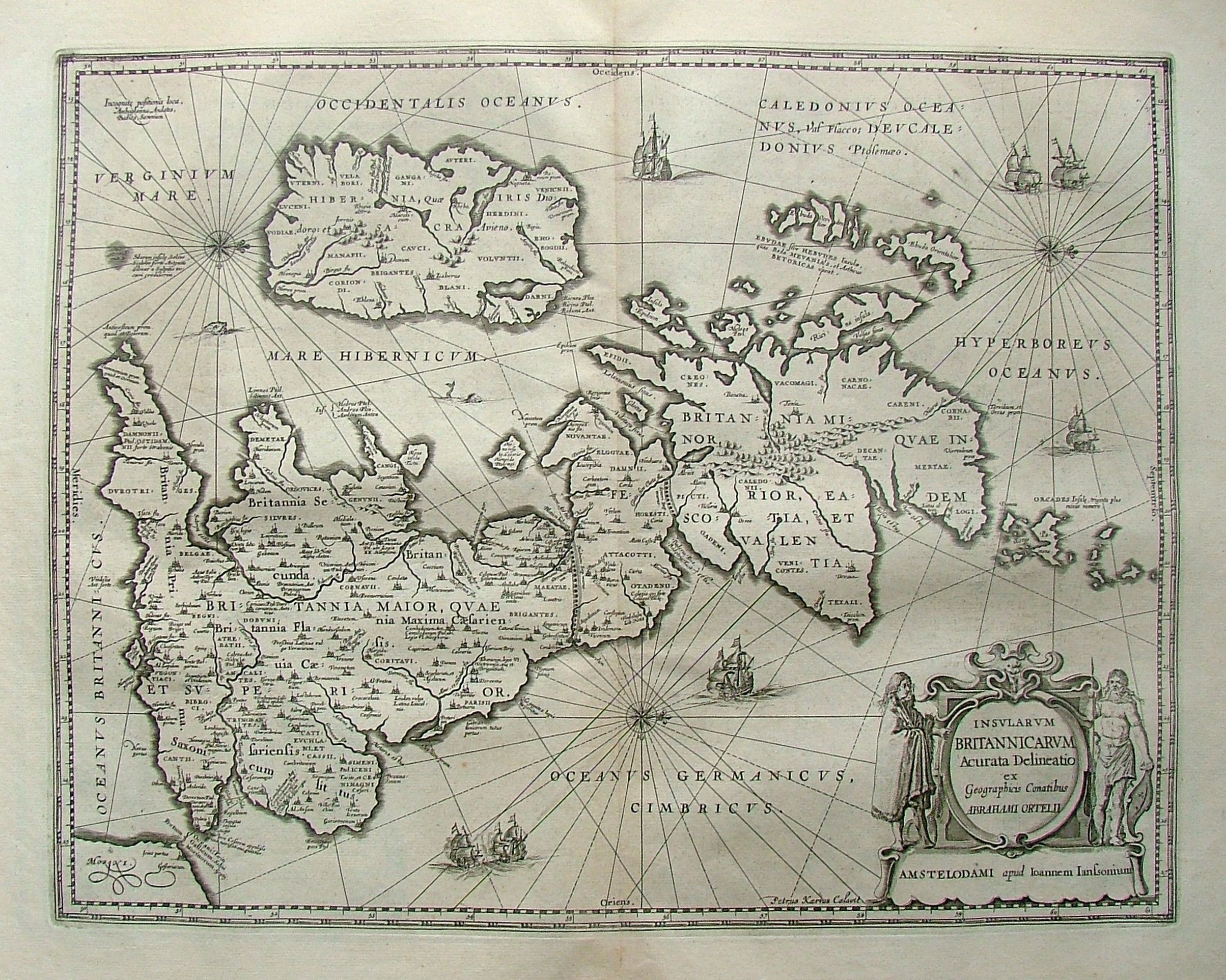 JANSSONIUS, J. / HORNIUS, Insularum Britannicarum Acurata Delineatio ex Geographicis Conatibus Abrahami Ortelii., antique map, old maps
