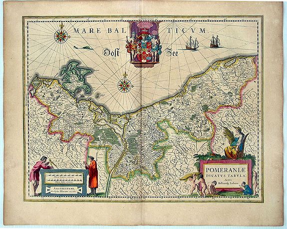 BLAEU, Willem Jansz., Pomeraniae Ducatus Tabula. Amstelodami, Guiljelm Blaeuw excudit., antique map, old maps