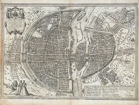 BRAUN, G. /HOGENBERG, F., Lutetia vulgari Nomine Paris, Urbs Galliae Maxima ..., antique map, old maps