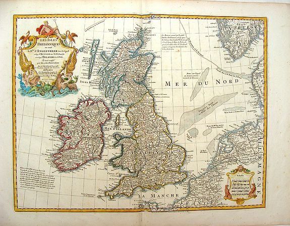 DE L'ISLE,  G., Les Isles Britanniques ou Sont le Royaumes d\'Angleterre ., antique map, old maps
