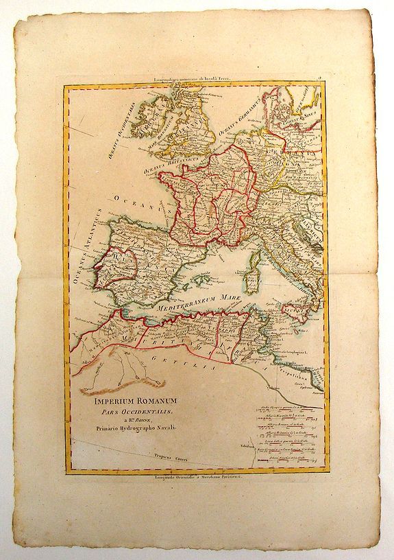 BONNE, R., Imperium Romanum Pars Occidentalis., antique map, old maps