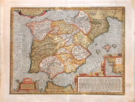 ORTELIUS, A., Hispaniae Veteris descriptio., antique map, old maps