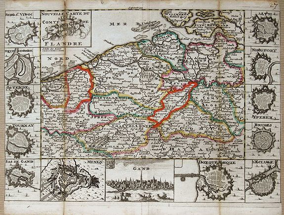 Old map by DE LA FEUILLE -Nouvelle carte du Comte de Flandre.