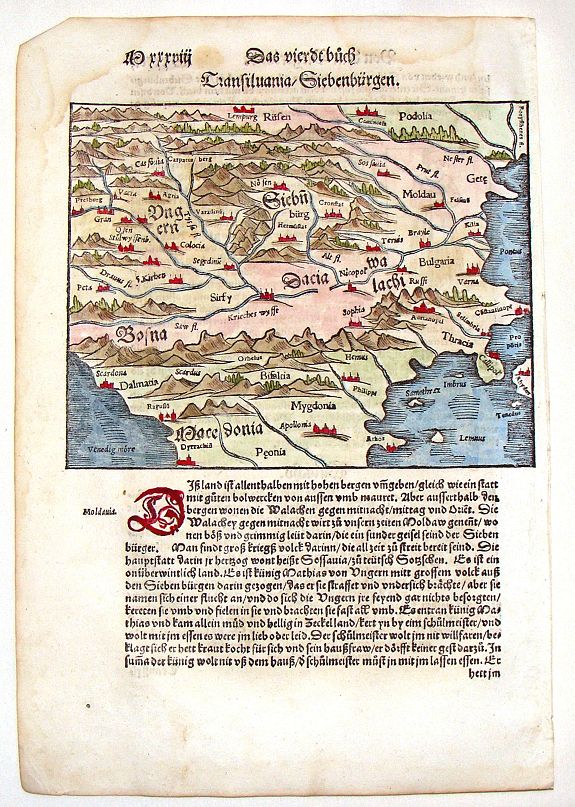 MUNSTER, S., (Poland & Transylvannia.), antique map, old maps