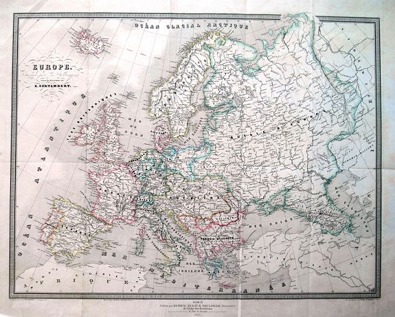 CORTAMBERT, E., Europe., antique map, old maps