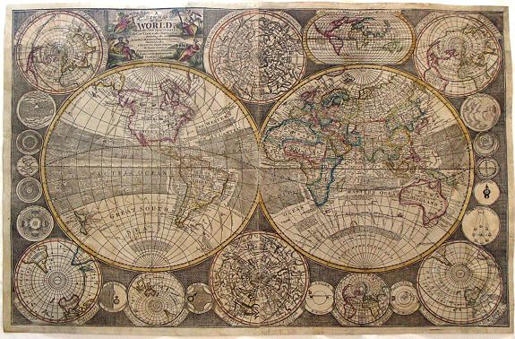 Old map by THOMPSON -A New Map of the World with all the New Discoveries, By Captain Cook & other Navigators Includes the Trade Winds, Monsoons and Variations of the Compass. . .