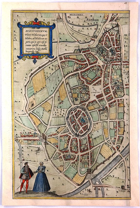 BRAUN, G., Augustodunum Flauia Heduorum., antique map, old maps