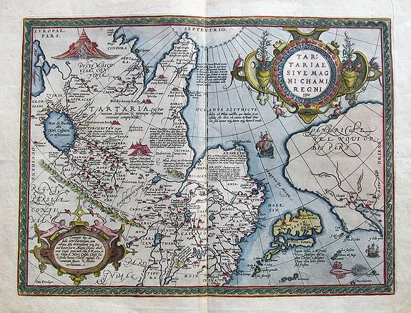 Old map by ORTELIUS -Tartariae sive Magni Chami Regni typus.