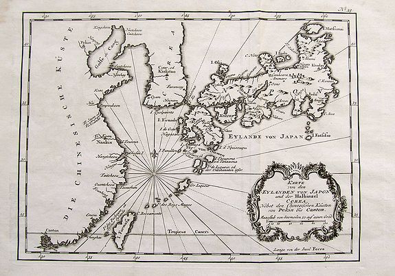 BELLIN, J.N., Karte von den Eylanden von Japon und der Halbinsel Corea..., antique map, old maps