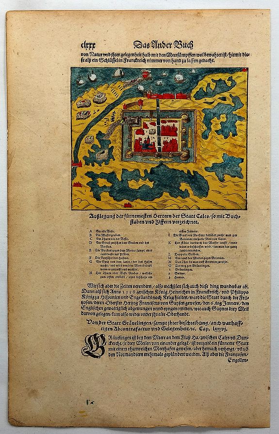 MÜNSTER, S., Von der Statt Cales., antique map, old maps