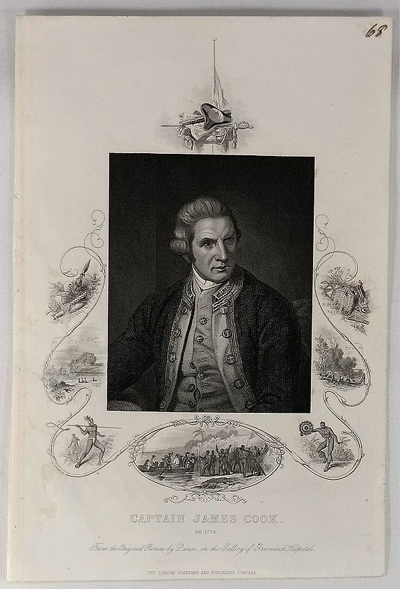 DANCE, Captain James Cook., antique map, old maps