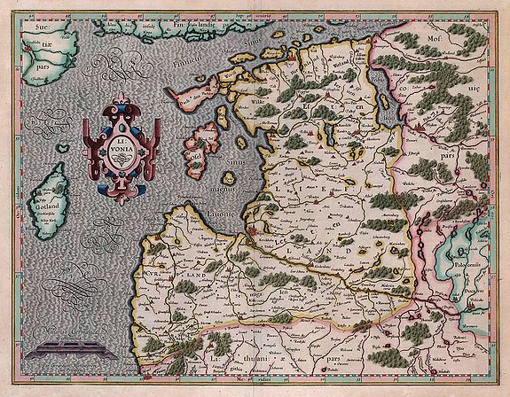 MERCATOR, G. , Livonia., antique map, old maps