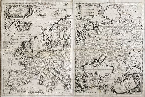 CORONELLI, V., Partie Occidentale / Orientale Europa., antique map, old maps