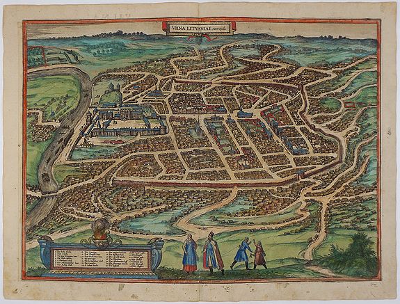 Georg Braun & Franz Hogenberg, Vilna Lituaniae Metropolis., antique map, old maps