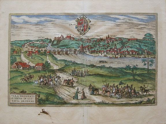BRAUN, G / HOGENBERG, F., View of Grodna, , antique map, old maps
