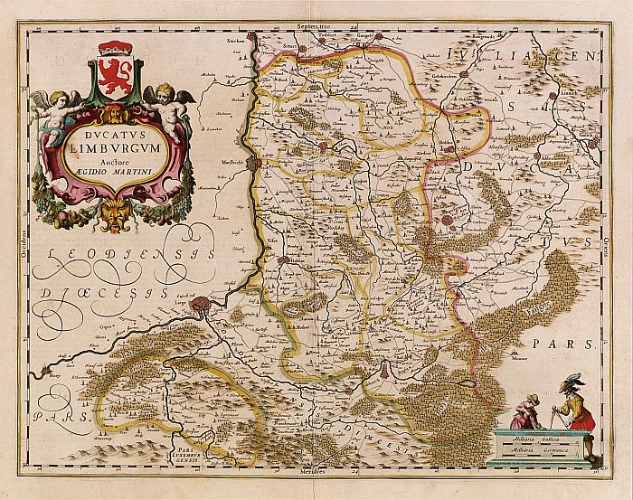 HONDIUS,H.,  Ducatus Limburg., antique map, old maps