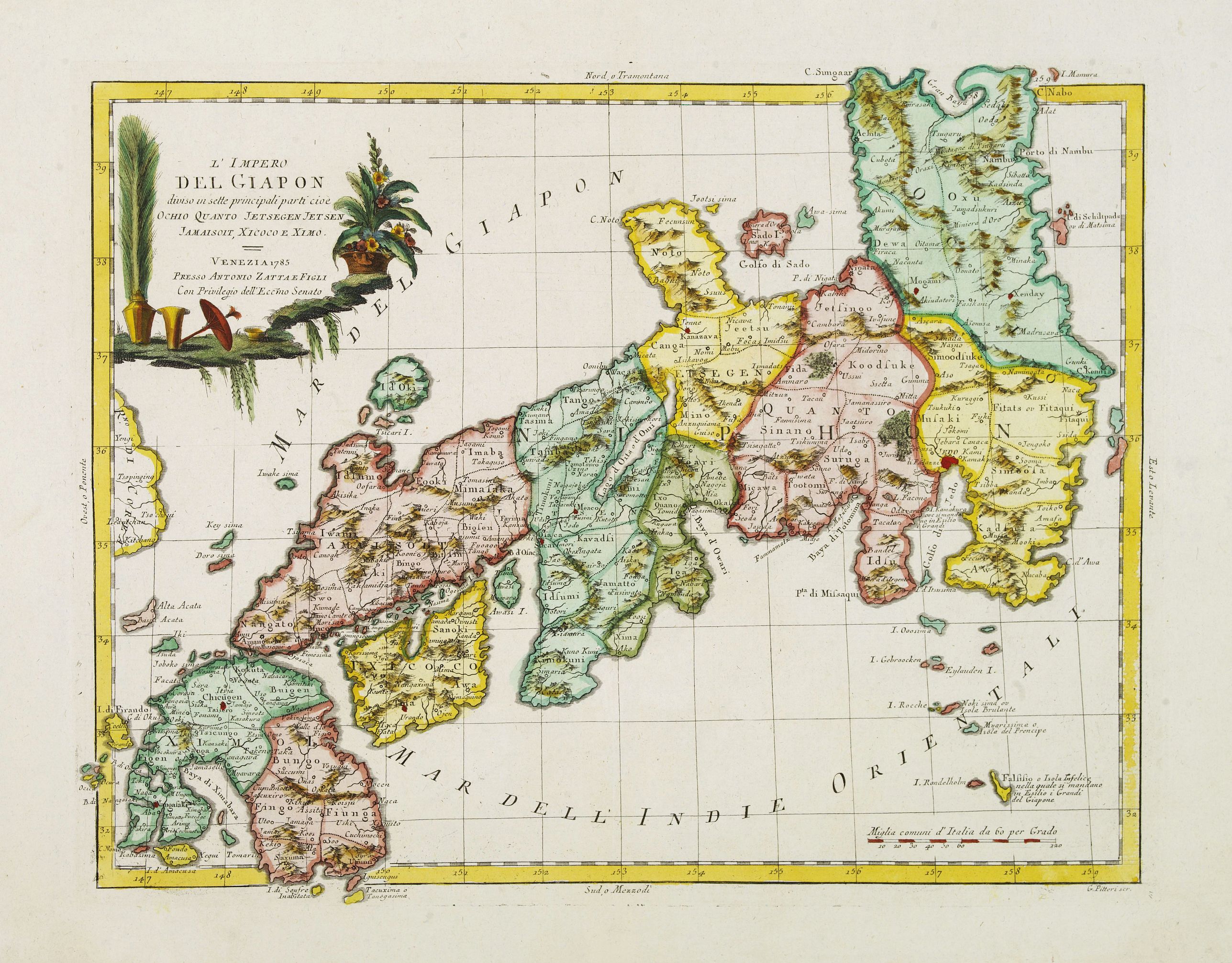 ZATTA,A.,  L'Impero del Giapon diviso in sette principali parti cive.., antique map, old maps