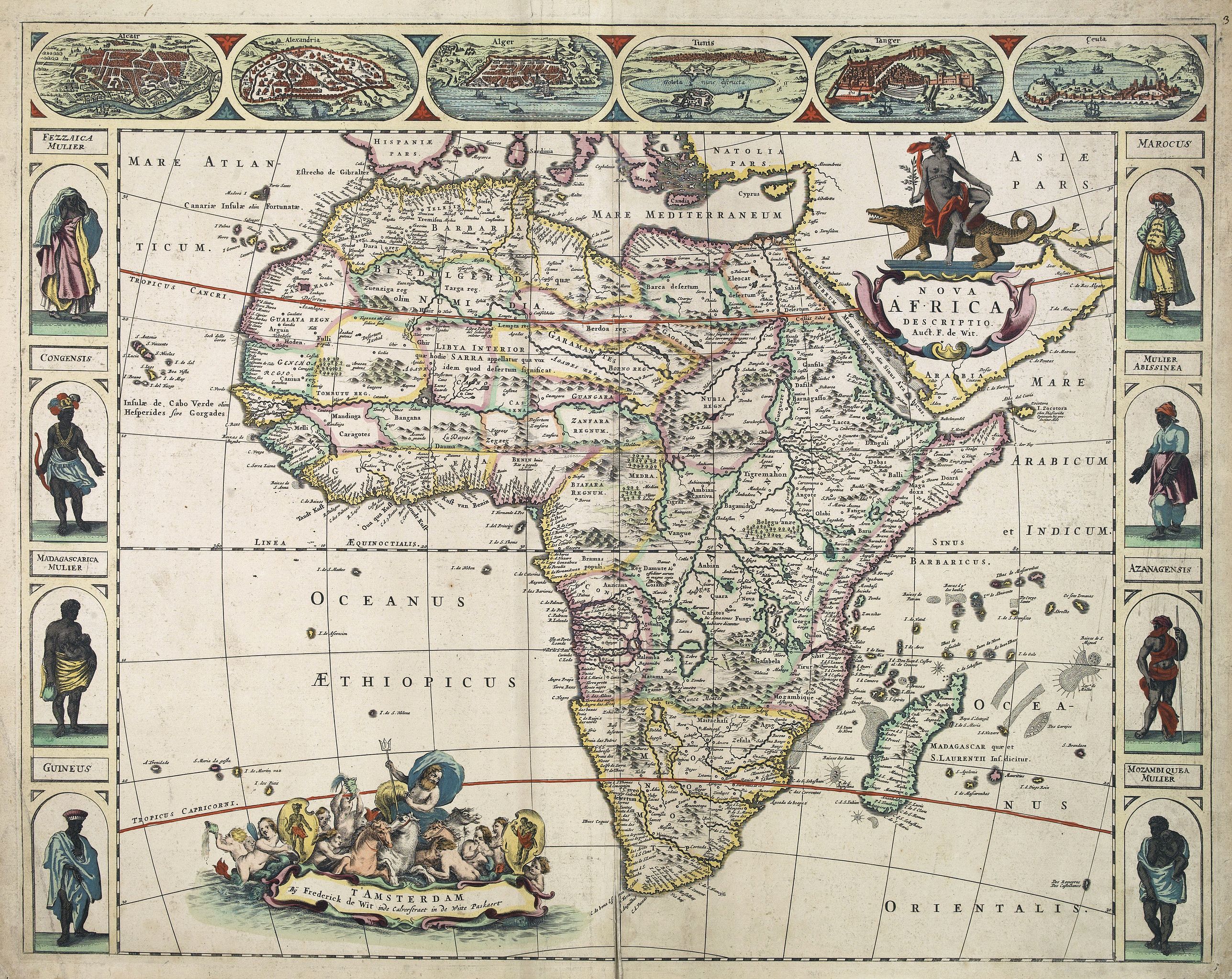 DE WIT, F., Nova Africa descriptio., antique map, old maps
