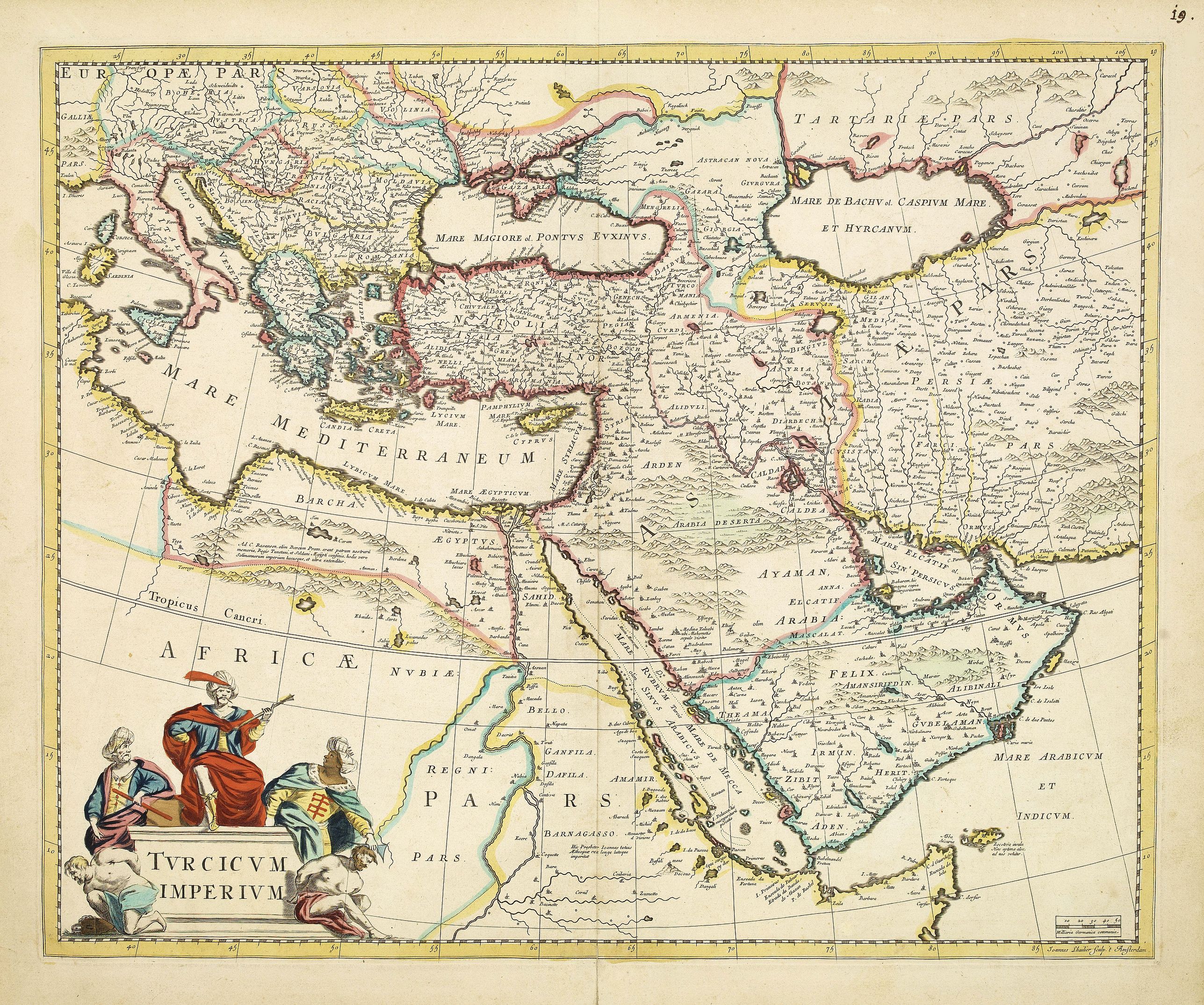 DE WIT, F., Turcicum Imperium., antique map, old maps