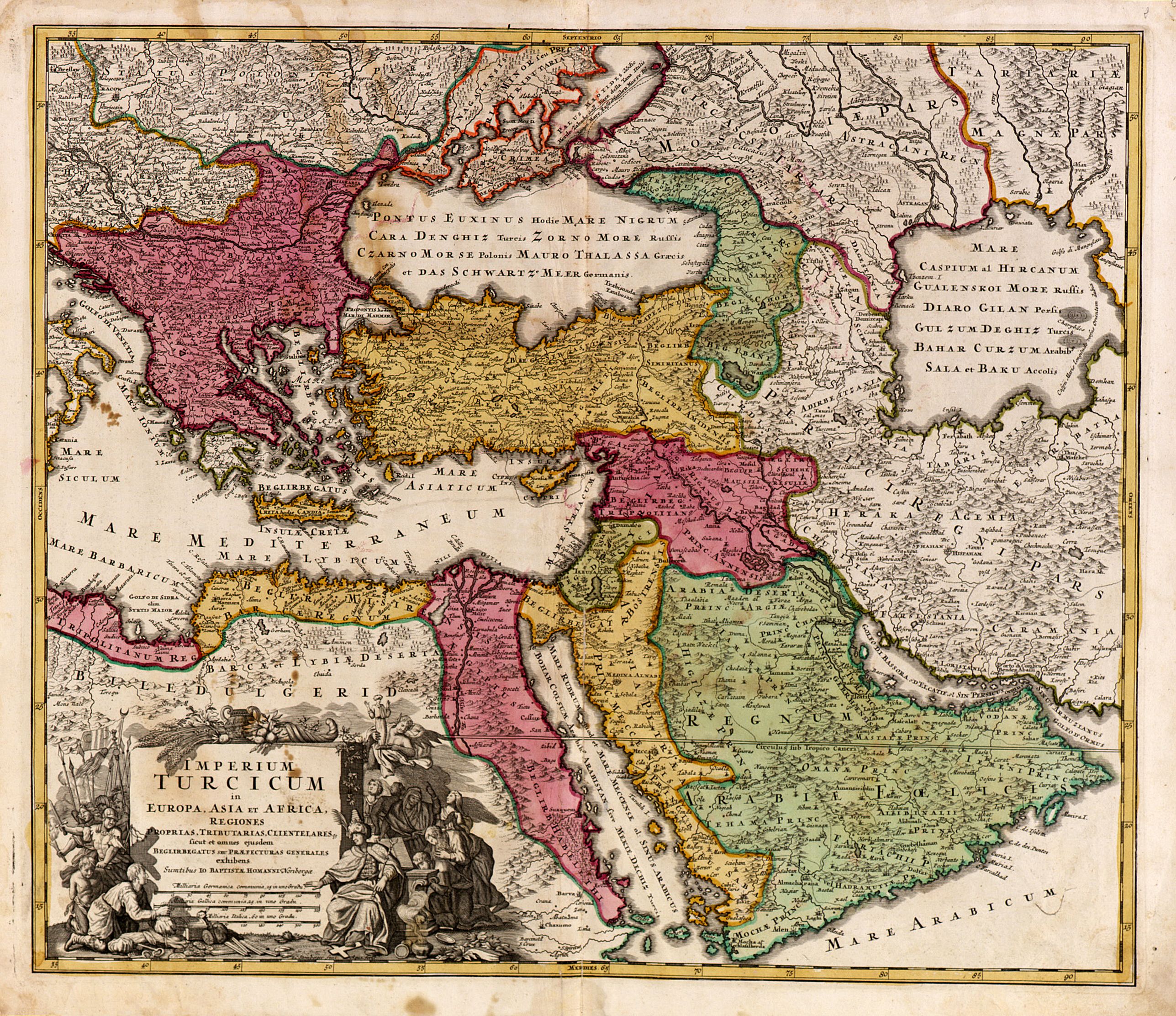 HOMANN,J.B., Imperium Turcicum in Europa, Asia et Africa., antique map, old maps