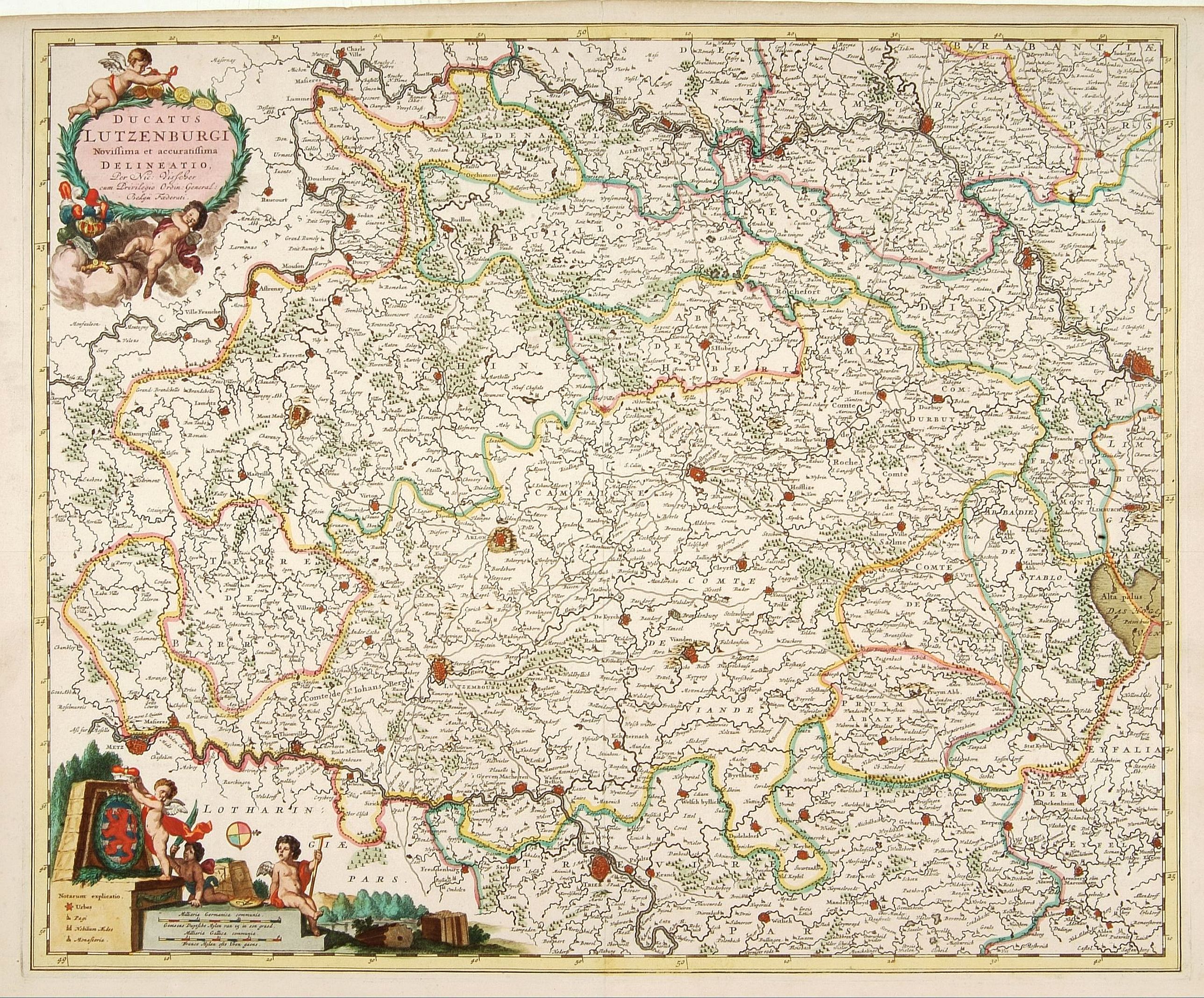 VISSCHER, N.,  Ducatus Lutzenburgi Novissima et Accuratissima Delineatio., antique map, old maps