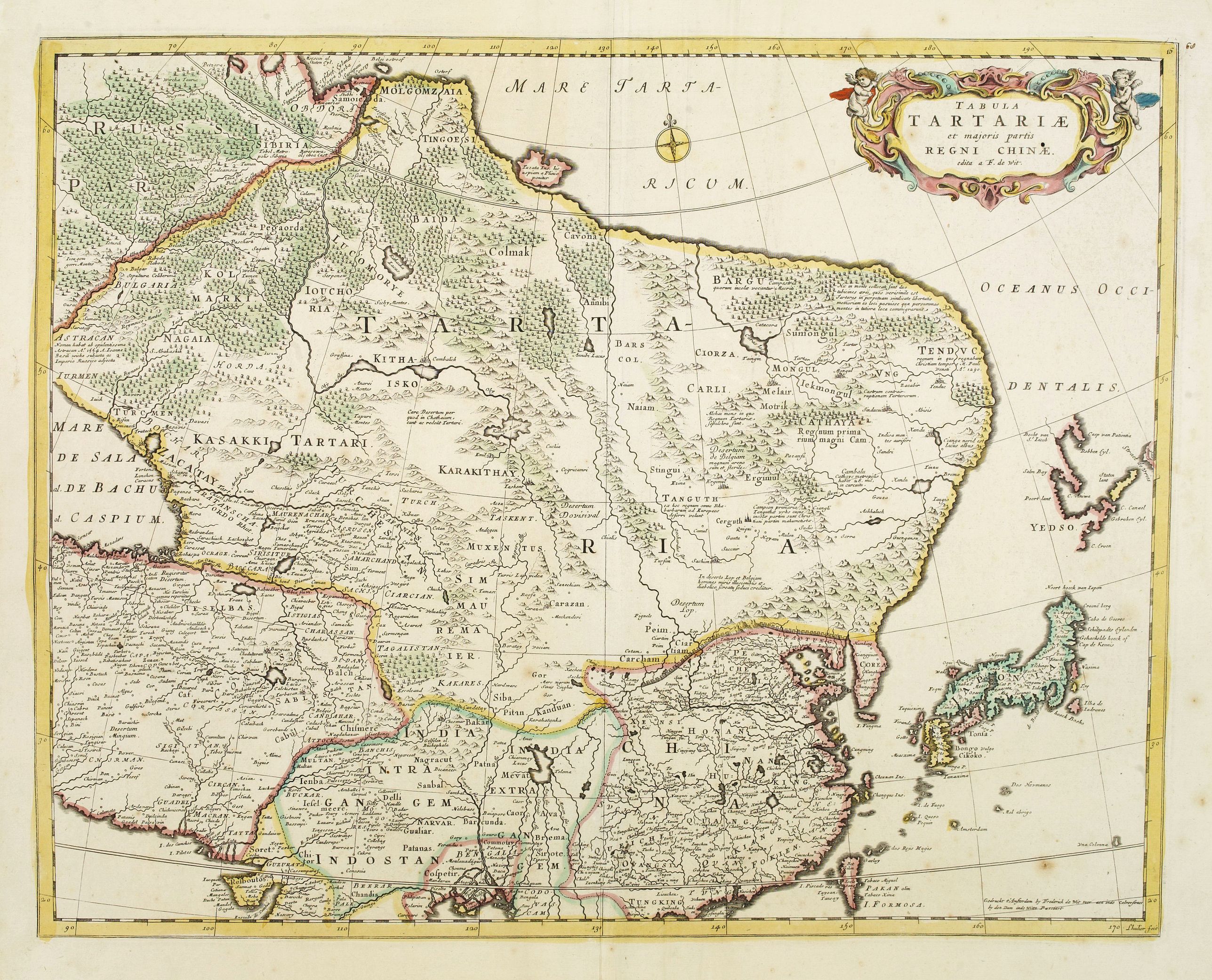 DE WIT, F., Tabula Tartariae et majoris partis regni Chinae., antique map, old maps