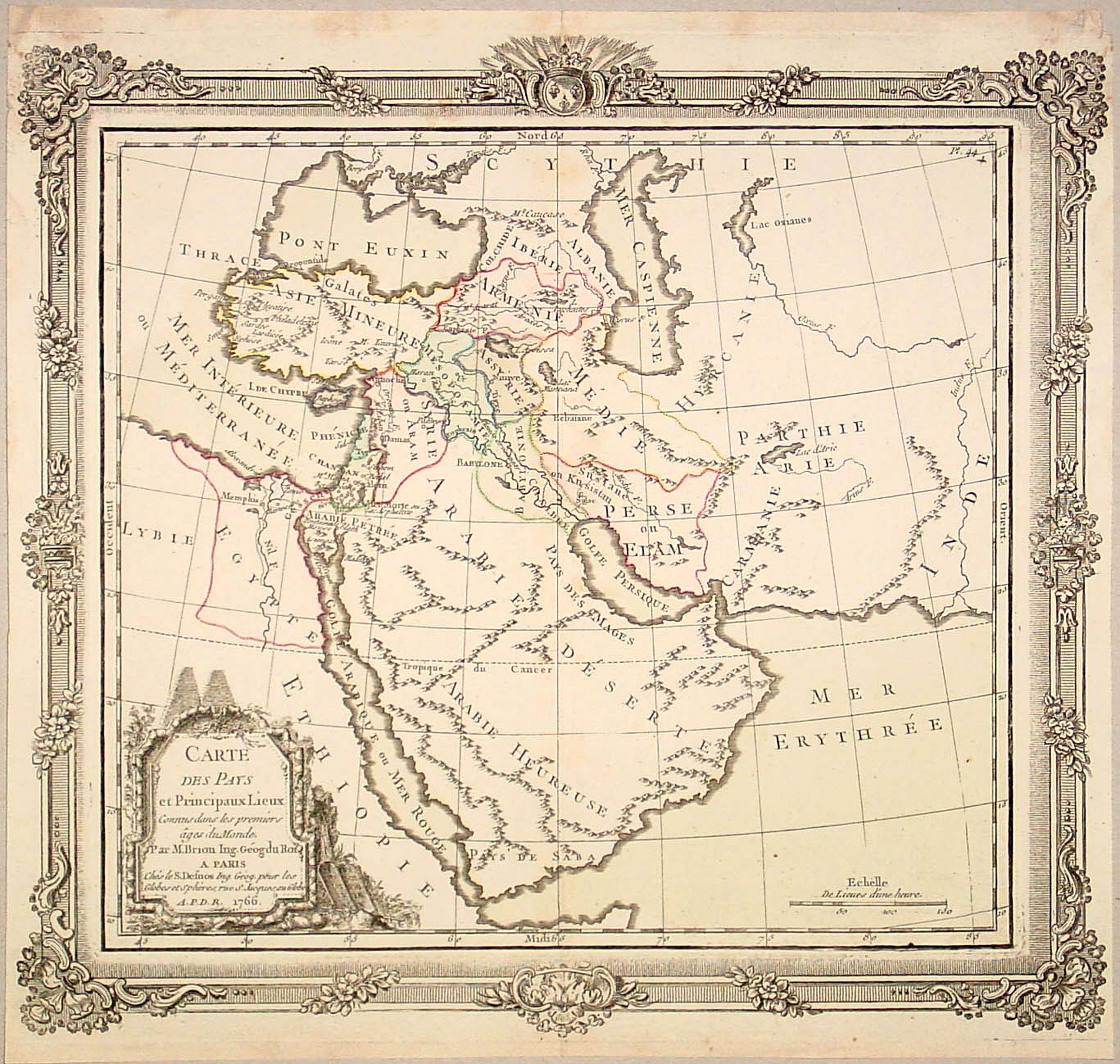 DESNOS,S., Carte des Pays et Principaux Lieux., antique map, old maps
