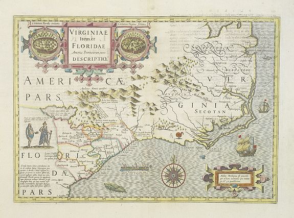 MERCATOR,G./ HONDIUS,J.,  Virginiae item et Floridae., antique map, old maps