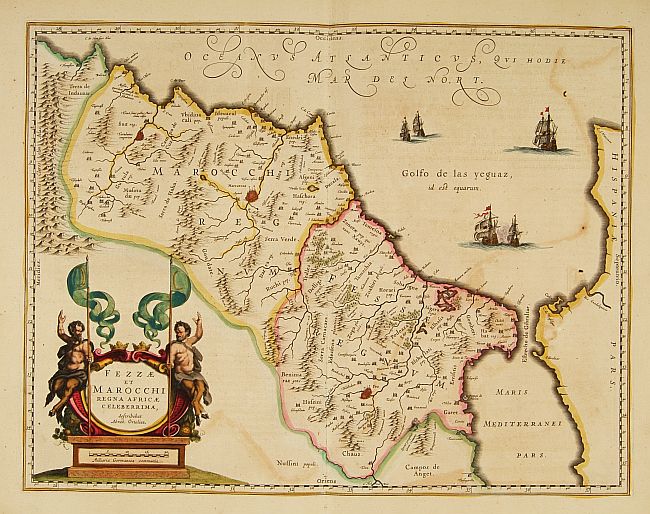 BLAEU, W., Fezzae et Marocchi regna Africae celeberrima., antique map, old maps