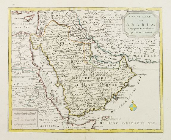 TIRION, I., Nieuwe kaart van Arabia., antique map, old maps