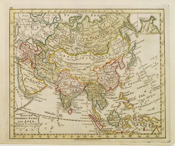 KREVELT, A., Nieuwe Generale Kaart van Asia., antique map, old maps