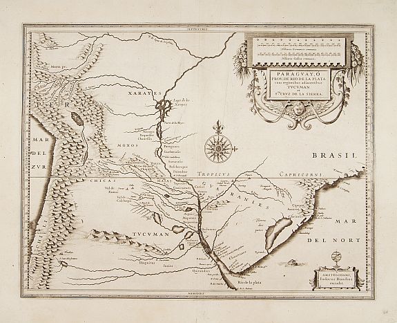 HONDIUS,J.,  Paraguayo prov. de Rio de La Plata cum regionibus.., antique map, old maps
