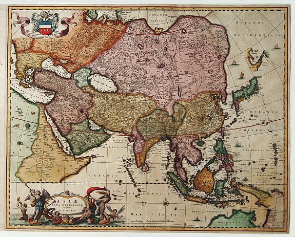 VISSCHER,N., Asiae nova delineato., antique map, old maps