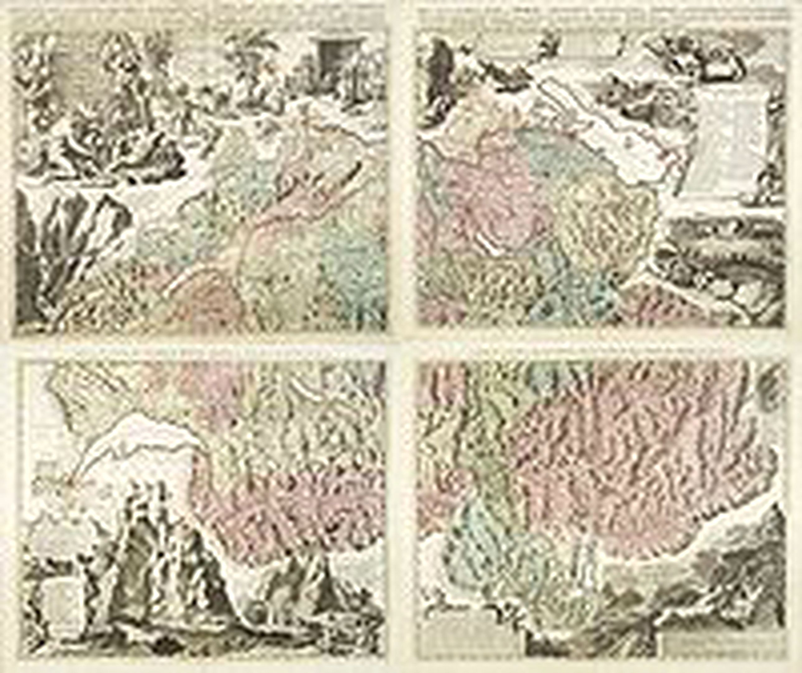 SCHREUCHER, J.J. / COVENS, J. / MORTIER, C.,  Nouvelle carte de la Suisse. Divis�e en ses treize cantons. . . [4 sheets], antique map, old maps