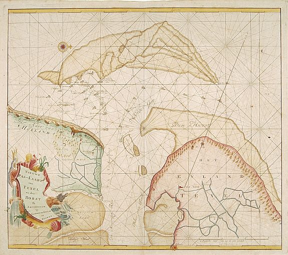 VAN KEULEN,J.,  Nieuwe Pas-Kaart van Texel en den Horst., antique map, old maps