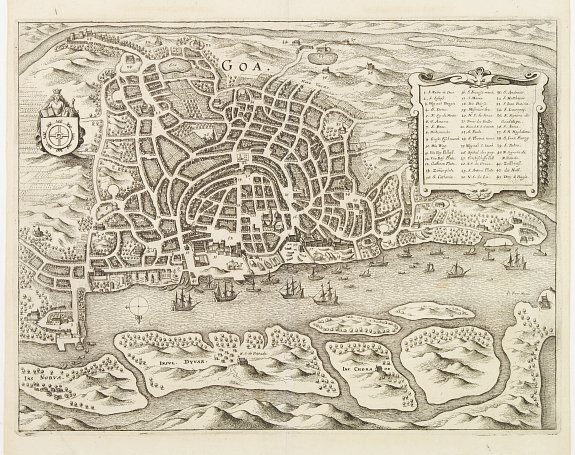 MERIAN,C., Goa., antique map, old maps