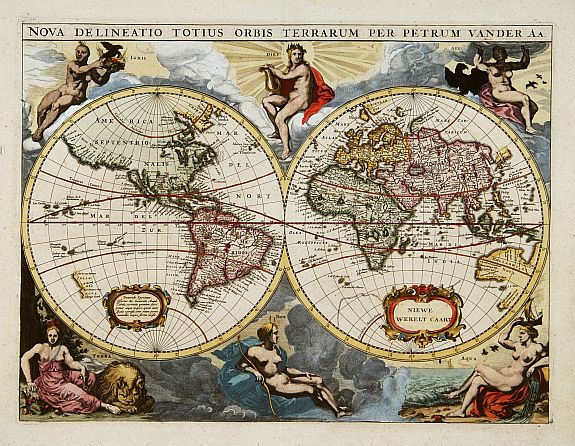 VAN DER AA,P., Nova delineatio Orbis Terrarum.., antique map, old maps