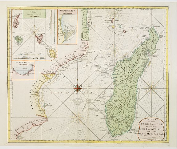 LAURIE & WHITTLE., A chart of the Inner passage between the coast of Africa.., antique map, old maps