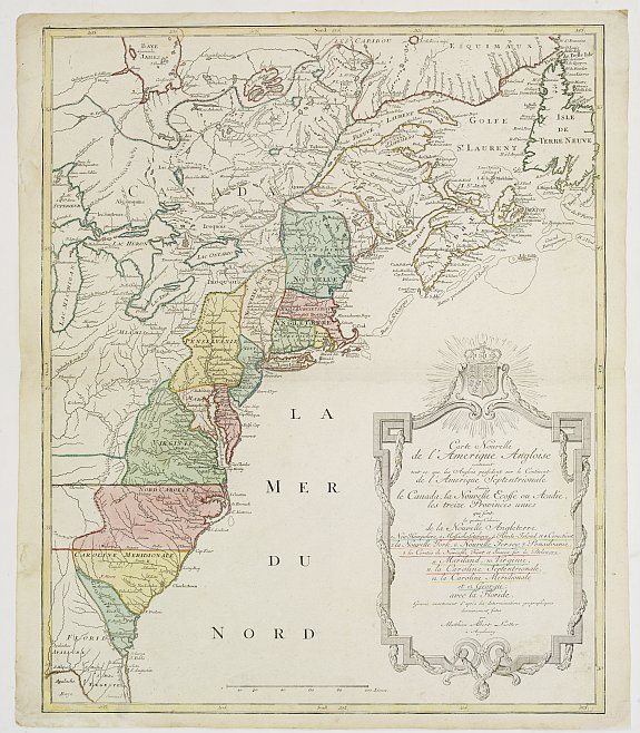 LOTTER,M.A., Carte Nouvelle de L'Amerique Angloise.., antique map, old maps