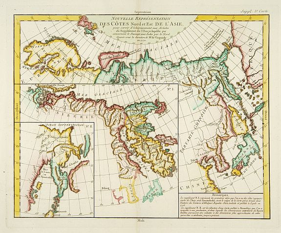 DIDERO, D., Nouvelle representation des cotes nord et est de l'Asie.., antique map, old maps