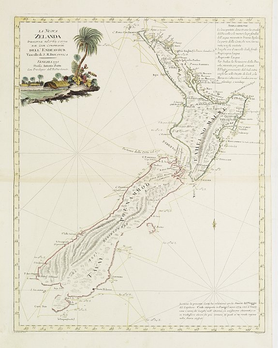 ZATTA,A., La Nuova Zelanda tracorsa nel 1769 e 1770 dal Cook commandante dell' Endeavour Vascello di S.M.Britannica., antique map, old maps