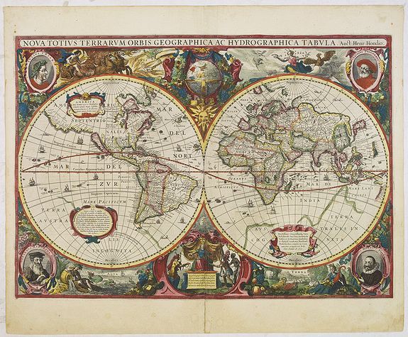 HONDIUS, H., Nova Totius Terrarum Orbis Geographica. ., antique map, old maps