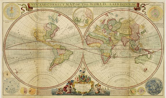 MOLL, H., A new and correct map of the world.., antique map, old maps