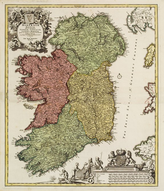 HOMANN,J.B., Hiberniae regnum.., antique map, old maps