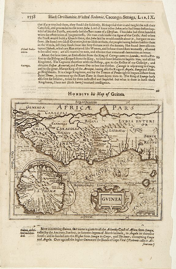 HONDIUS,J./ PURCHAS,S., Guinea., antique map, old maps